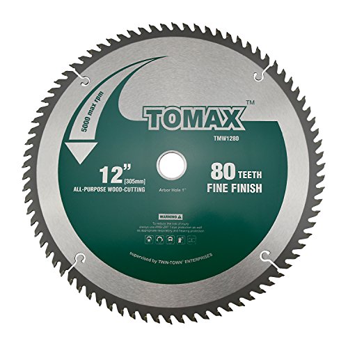 Product Cover TOMAX 12-Inch 80 Tooth ATB Fine Finish Saw Blade with 1-Inch Arbor