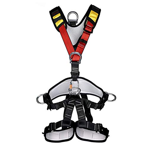 Product Cover kissloves Full Body Safety Harness Outdoor Climbing Harness Half Body Harness Safe Seat Belt for Mountaineering Outward Band Expanding Training Rock Climbing Rappelling Equip (Full-Body Red)