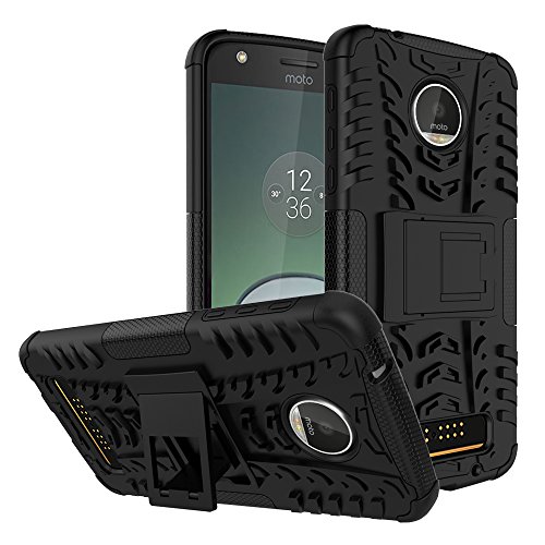 Product Cover Moto Z Play Droid Case,Yiakeng Shockproof Impact Protection Tough Rugged Dual Layer Protective Case Cover with Kickstand for Motorola Moto Z Play Droid (Black)