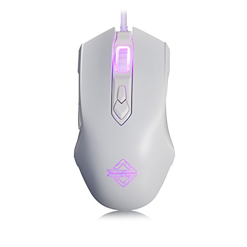 Product Cover Ajazz AJ52 Watcher RGB Gaming Mouse, Programmable 7 Buttons, Ergonomic LED Backlit USB Gamer Mice Computer Laptop PC, for Windows Mac OS Linux, White
