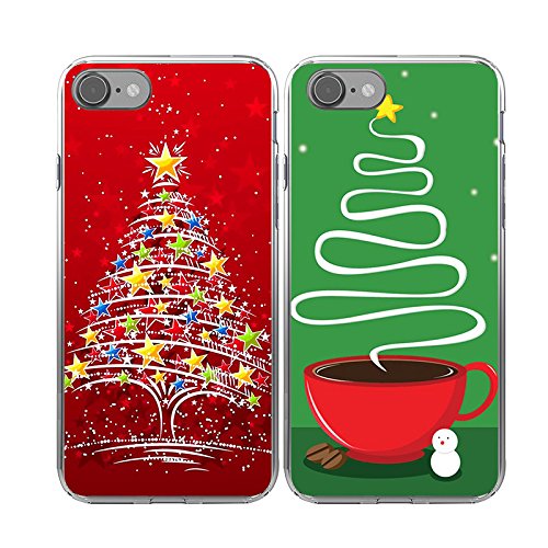 Product Cover iPhone7 2X Christmas Cases,TTOTT 2X New Floral Fashion Red Christmas Deer Pattern Slim Bumper Anti Scratch Shockproof Matching Couple Cases for iPhone 7 4.7inch