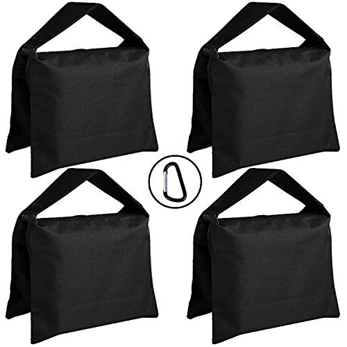 Product Cover Super Heavy Duty ABCCANOPY Sandbag Saddlebag Design 4 Weight Bags for Photo Video Studio Stand,Backyard,Outdoor Patio,Sports (Black)