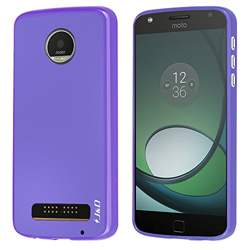 Product Cover J&D Case Compatible for Moto Z Play Droid Case, [Drop Protection] [Slim Cushion] Shock Resistant Protective TPU Slim Case for Motorola Moto Z Play Droid Bumper Case - Purple