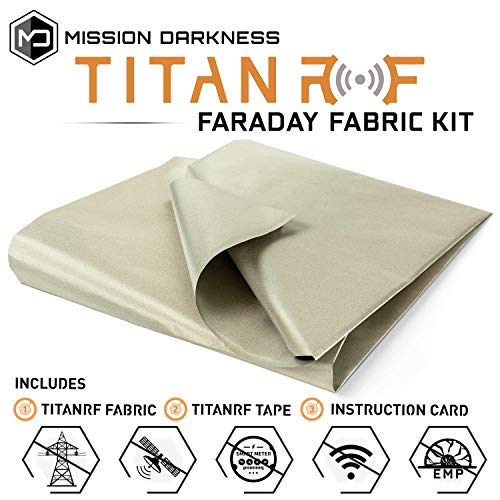 Product Cover TitanRF Faraday Fabric // EMI & RFID Shielding/Cell, WiFi & Bluetooth Blocking/Military Grade Shielding Fabric (44in W x 36in L / 11sq ft / 1.22 sq yds) + Free 12in L Conductive Adhesive Tape