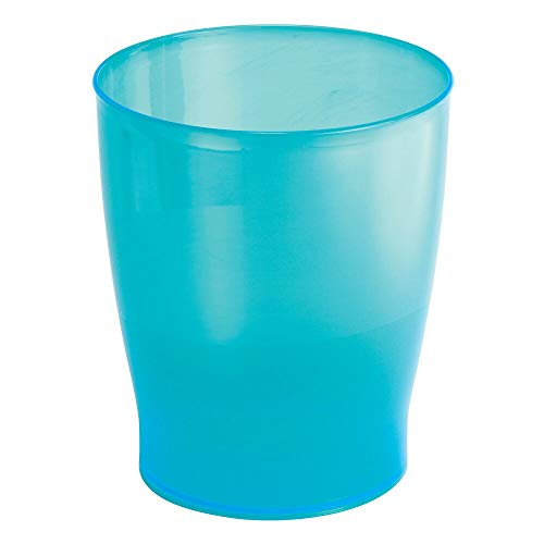 Product Cover mDesign Slim Round Plastic Small Trash Can Wastebasket, Garbage Container Bin for Bathrooms, Powder Rooms, Kitchens, Home Offices, Kids Rooms - Turquoise Blue