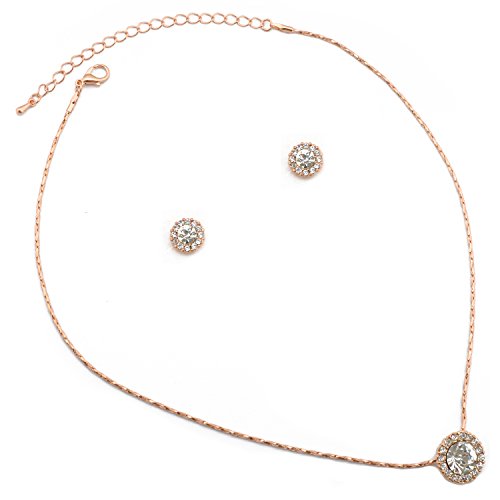 Product Cover Topwholesalejewel Wedding Jewelry Set Rose Gold Plating Necklace Set