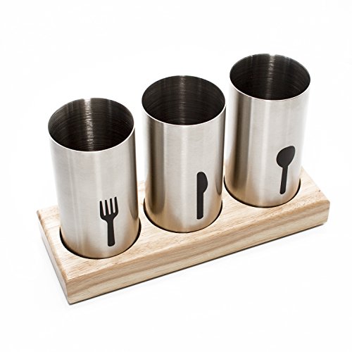 Product Cover Blissful Home Stainless Steel Utensil Cutlery Holder Caddy, Organize Your Flatware & Silverware with Ease! - Ideal for Kitchen, Dining, Entertaining, Picnics, and Much More