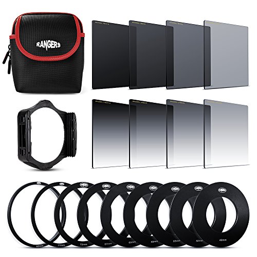 Product Cover Rangers 8pcs ND Filter Kit (Full and Graduated ND2, ND4, ND8, ND16 Filters, Optics) + 9 Filter Adaptors Ring (49-82mm) + 1 ABS Adaptor Holder + Carrying Pouch RA109