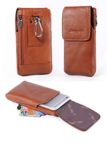 Product Cover Holster Case with Belt Clip,Vertical Leather Phone Holster Pouch with Belt Loop Carrying Case Waist Bag Cellphone Holder for iPhone Xs Max XS 7 8 Plus Galaxy Note 8 5 4 S9 S8 S7 Plus+Keychain-Brown
