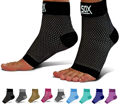 Product Cover SB SOX Compression Foot Sleeves for Men & Women - Best Plantar Fasciitis Socks for Plantar Fasciitis Pain Relief, Heel Pain, and Treatment for Everyday Use with Arch Support (Black, Large)
