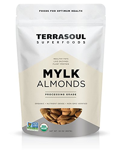Product Cover Terrasoul Superfoods Raw Unpasteurized Organic Almonds (Mylk Grade), 2 Pounds