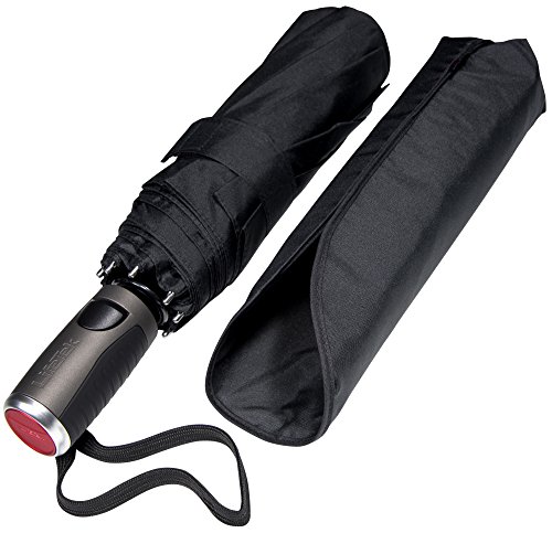 Product Cover LifeTek Compact Travel Umbrella with Windproof Double Canopy Construction - Auto Open and Close Button Portable & Strong Traveler FX2 45 inch Black