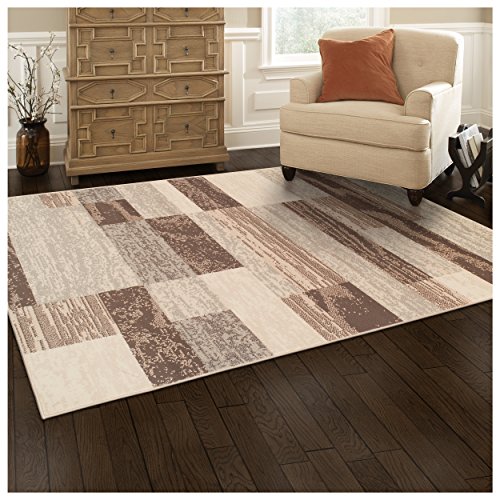 Product Cover Superior Modern Rockwood Collection Area Rug, 8mm Pile Height with Jute Backing, Textured Geometric Brick Design, Anti-Static, Water-Repellent Rugs - Slate, 4' x 6' Rug