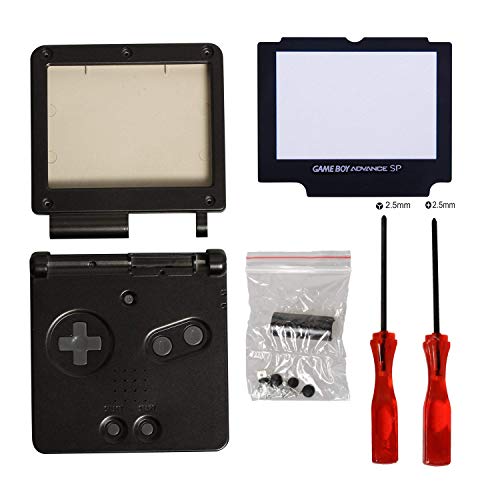 Product Cover Timorn Full Parts Housing Shell Pack Replacement for Nintendo GBA SP Gameboy Advance SP (Black Pack)