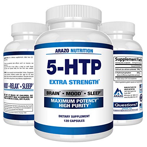 Product Cover 5-HTP 200 mg Supplement - 120 Capsules - Arazo Nutrition