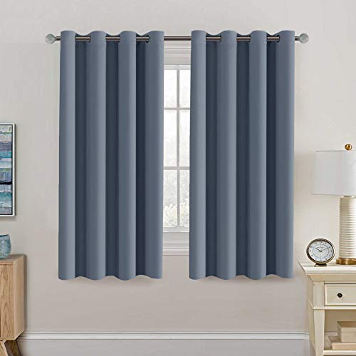 Product Cover Blackout Thermal Insulated Curtains 63 Inche Length Light Blocking Curtain Panel Energy Saving Curtain 63 Ultra Soft and Smooth Grommets Drapes for Bedroom/Living Room (One Panel, Stone Blue)