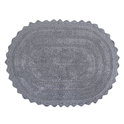 Product Cover DII Ultra Soft Spa Cotton Crochet Oval Bath Mat or Rug Place in Front of Shower, Vanity, Bath Tub, Sink, and Toilet, 21 x 34