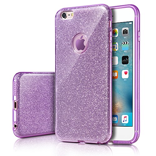 Product Cover MILPROX iPhone 6s Plus/6 Plus Case, Bling Glitter Pretty Sparkle 3 Layer Hybrid Anti-Slick/Protective/Soft Slim TPU Case for Girls/Women iPhone 6s Plus / 6 Plus- Purple