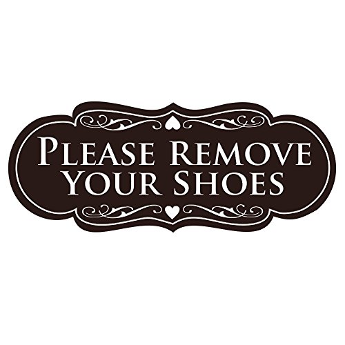 Product Cover All Quality Designer Please Remove Your Shoes Thank You Sign - Dark Brown Large