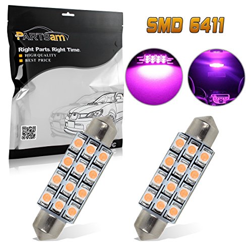 Product Cover Partsam Pink Purple Car LED Lamps 42mm Festoon 12SMD Interior Dome Map Lights Bulbs 12V 561 562 578, Pack of 2pcs