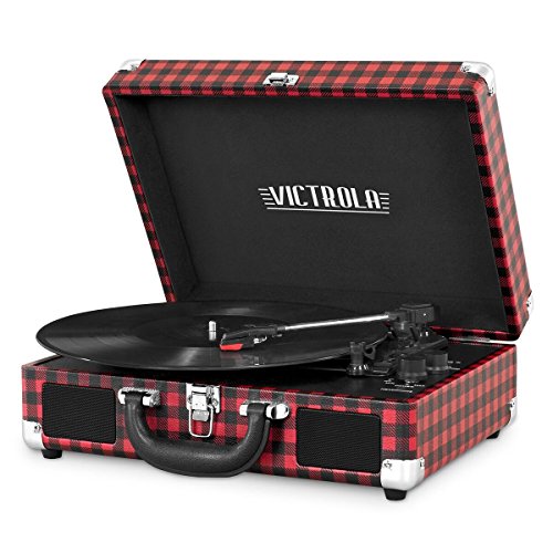 Product Cover Victrola Vintage 3-Speed Bluetooth Suitcase Turntable with Speakers, Red and Black