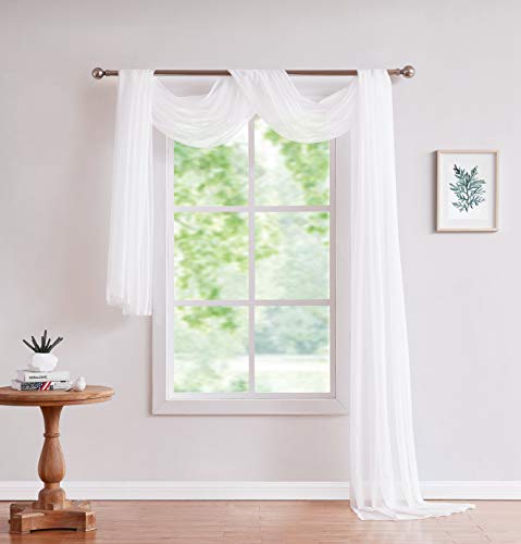 Product Cover LinenZone Amazing Sheer Window Scarf Fabric Sheer Voile Curtain for Window Treatment - Add to Window Curtains for Enhanced Effect (56