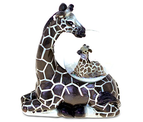 Product Cover Puzzled Resin Stone Giraffe Snow Globe (45mm), 3.9 Inch Tall Figurine Intricate & Meticulous Detailing Art Handcrafted Tabletop Accent Sculpture Centerpiece Mountain Wildlife Themed Home Décor