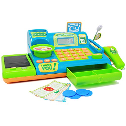 Product Cover Boley Kids Toy Cash Register - Pretend Play Educational Toy Cash Register With Electronic Sounds, Play Money, Grocery Toy and More!