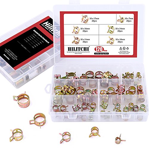 Product Cover Hilitchi 120 Pcs Spring Band Type Action Fuel/Silicone Vacuum Hose Pipe Clamp Low Pressure Air Clip Clamp (10 x 7mm 10mm 11mm 14mm 16mm 17mm)