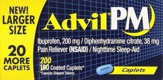 Product Cover Advil PM Pain Reliever/Nighttime Sleep Aid, Ibuprofen and Diphenhydramine (1 Pack ,200 Coated Caplets)