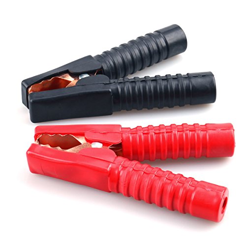 Product Cover URBEST Black Red 50A Spring Loaded Car Auto Battery Cable Insulated Alligator Clamp Clips (200A Alligator Clip)