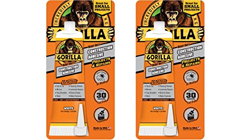 Product Cover Gorilla 8020001-2 Heavy Duty Construction Adhesive, 2.5 oz, White, (Pack of 2), 2-Pack, 2 Piece