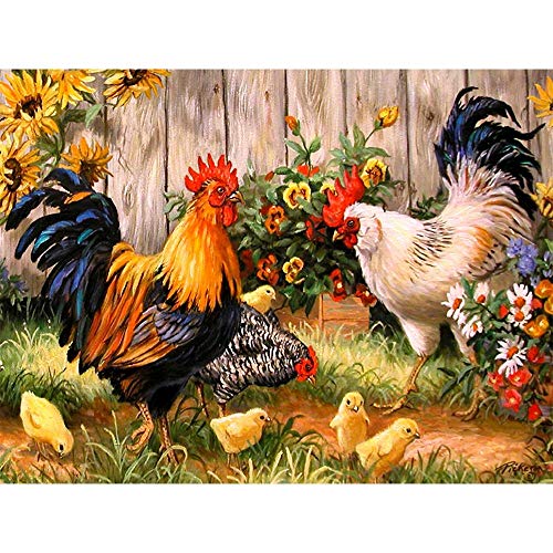 Product Cover Mobicus 5D DIY Diamond Painting by Number Kits，Chicken coop(45X35CM/18X14inch)