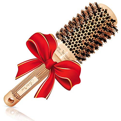 Product Cover Blow Dry Round Hair Brush with Natural Boar Bristles for Blow-drying | Straightening - Best Roller Brush for Long hair or Want Straight | Wavy Smooth Hair (2