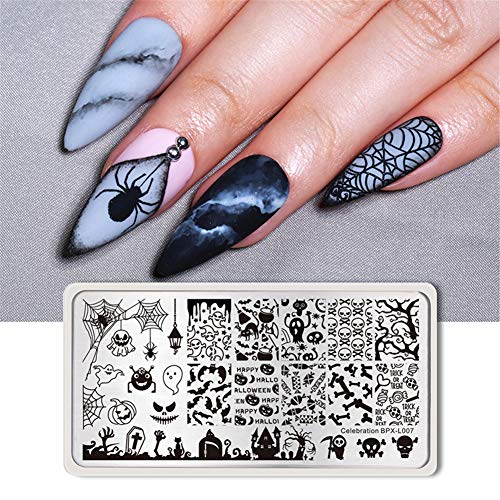 Product Cover BORN PRETTY Nail Art Stamp Template Halloween 12X6cm Rectangle Image Plate Celebration BPX-L007