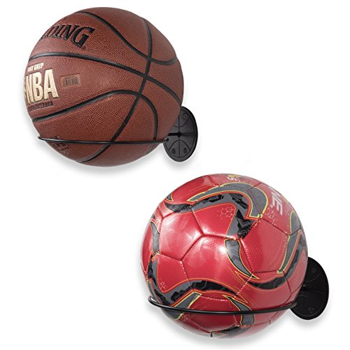 Product Cover Wallniture Sporta Wall Mount Sports Ball Holder Display Storage Steel Black Set of 2