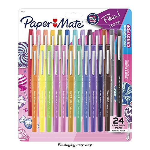 Product Cover Paper Mate Flair Felt Tip Pens, Medium Point (0.7mm), Limited Edition Candy Pop Pack, 24 Count