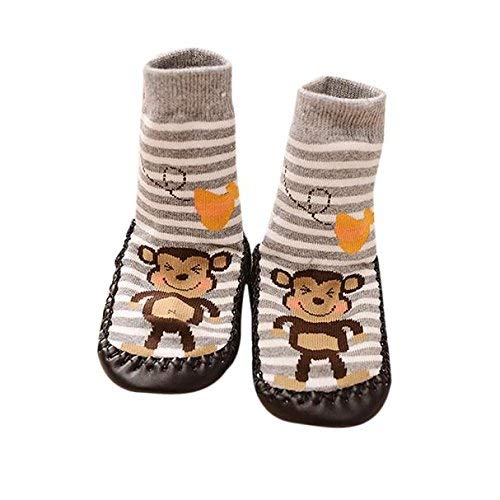 Product Cover Ec Cartoon Kid Toddler Baby Anti-slip Sock Shoes Boots Slipper Socks Foor Socks (12-18months., Gray)