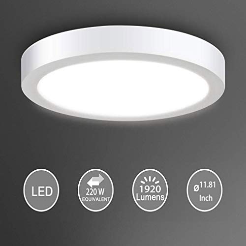 Product Cover Flush Mount LED Ceiling Light Fixture-24W Soft Daylight Flat Round Surface Mounted Downlight Lamp Lighting for Closet/Bedroom/Dining Room/Kitchen/Kids Room/Dorm Room