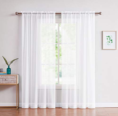Product Cover Amazing Sheer - 2-Piece Rod Pocket Sheer Panel Curtains Fabric Sheer - Voile Curtains for Window Treatment - Natural Light Flow (56
