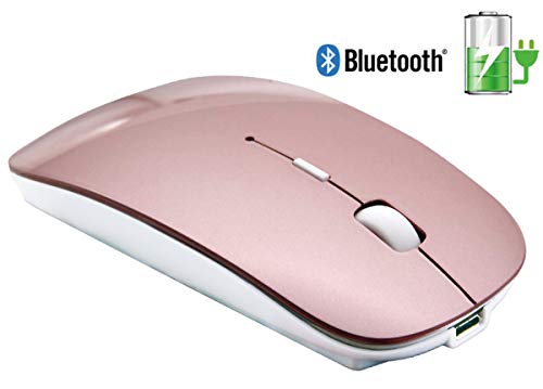 Product Cover Tsmine Rechargeable Bluetooth Mouse, Slim Silent Click Mice Wireless Bluetooth Mouse for Laptop, Notebook, MacBook Pro Air, Tablet, Mac, Windows/Android(Rose Gold)