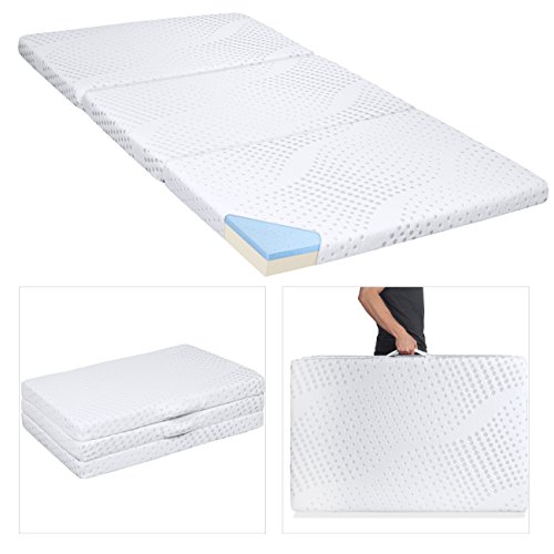 Product Cover Best Choice Products Portable 3in Queen Size Tri-Folding Memory Foam Gel Mattress Topper w/ Removable Cover