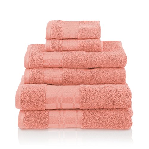 Product Cover Superior Larissa 100% Cotton, Soft, Extremely Absorbent, Beautiful 6 Piece Towel Set, Coral