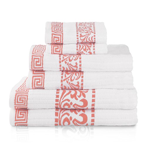 Product Cover Superior Athens 100% Cotton, Soft, Extremely Absorbent, Beautiful 6 Piece Towel Set, Coral