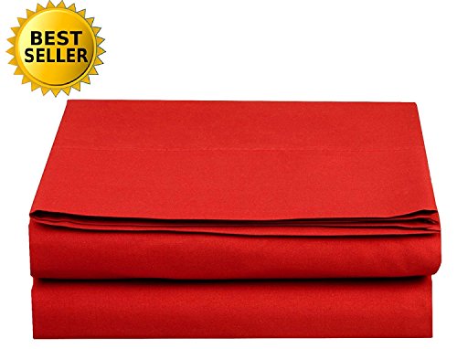 Product Cover Luxury Flat Sheet Elegant Comfort Wrinkle-Free 1500 Thread Count Egyptian Quality 1-Piece Flat Sheet, Queen, Red