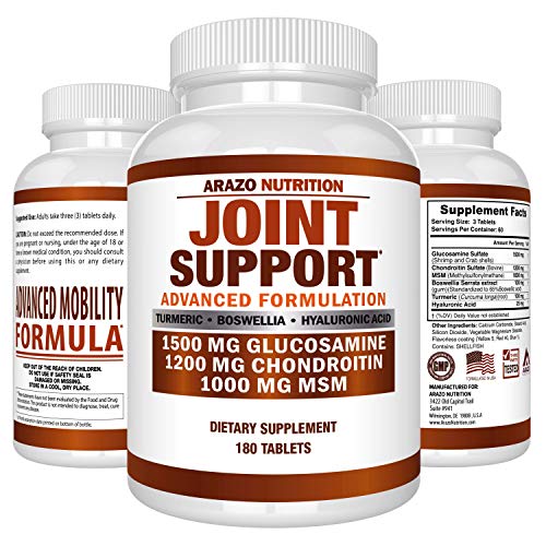 Product Cover Glucosamine Chondroitin Turmeric MSM Boswellia - Joint Support Supplement for Relief 180 Tablets - Arazo Nutrition