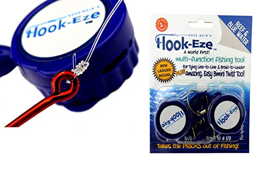 Product Cover HOOK-EZE HookEze Fishing Gear Knot Tying Tool Large Saltwater Hooks | Line Cutter cuts Braid and Leader | Cover Hooks on Fishing Poles Travel Safely Fully Rigged