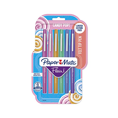 Product Cover Paper Mate Flair Felt Tip Pens, Medium Point (0.7mm), Limited Edition Candy Pop Pack, 6 Count