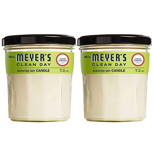 Product Cover Mrs. Meyer's Clean Day Scented Soy Candle, Large Glass, Lemon Verbena, 7.2 oz, 2 ct
