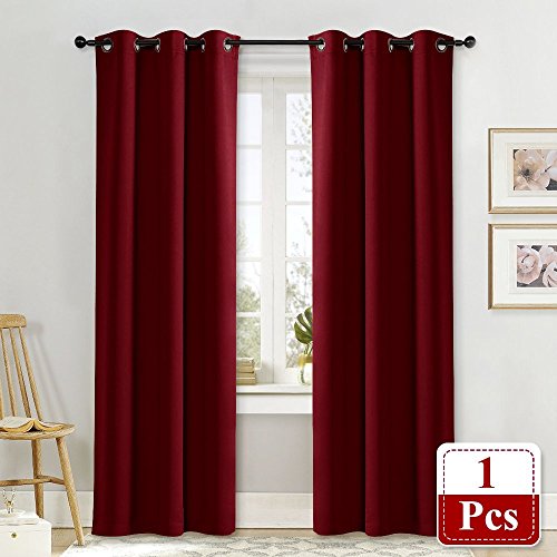 Product Cover NICETOWN Red Insulated Blackout Curtain Home Decoration Solid Grommet Top Blackout Living Room Drape for Large Window on Christmas & Thanksgiving Day (1 Panel, 42 x 84 inches)
